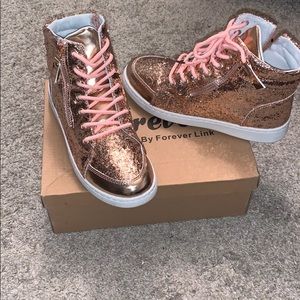 Rose gold high top sneakers